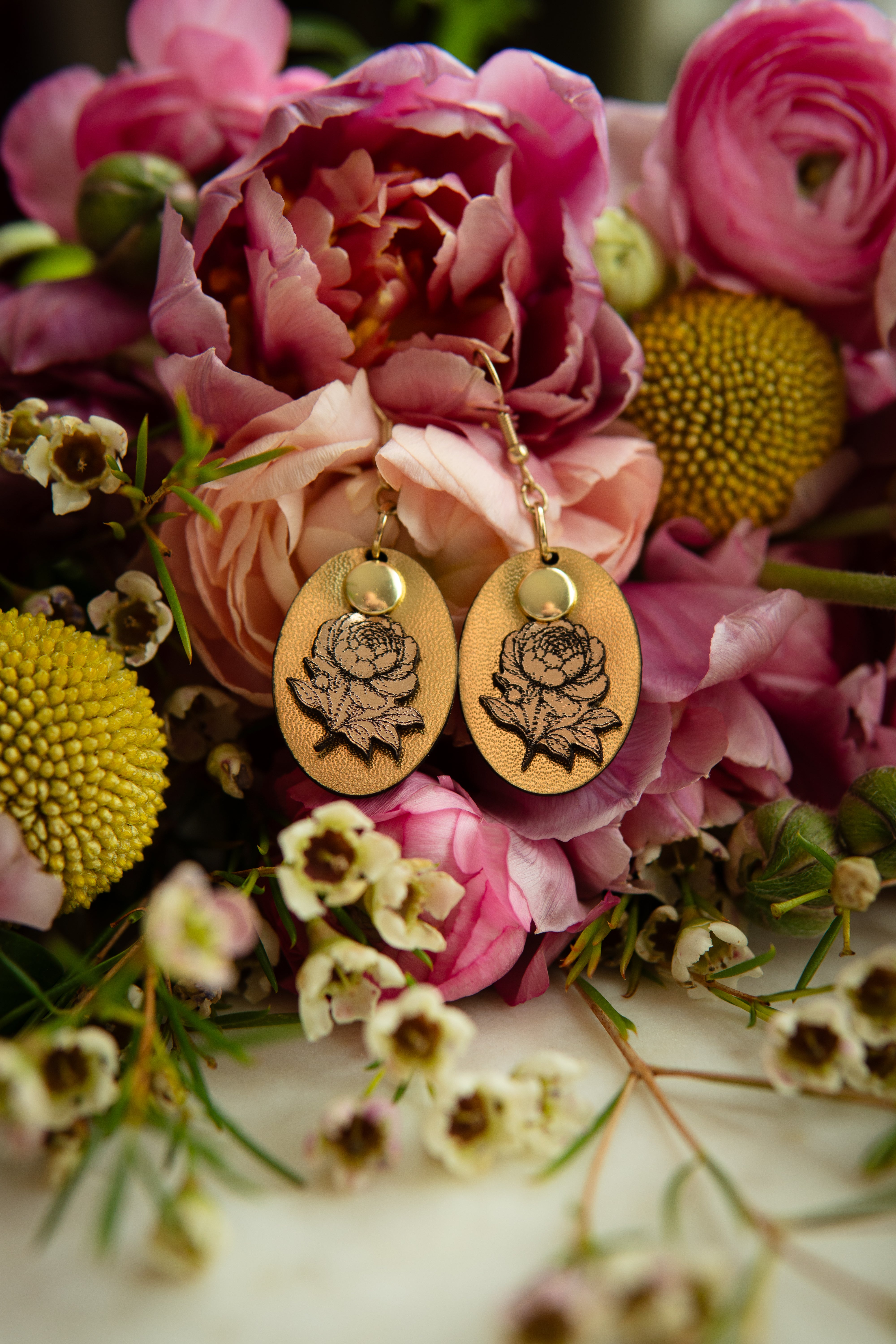 Where love Blooms: The Peony Collection Cameo Earrings